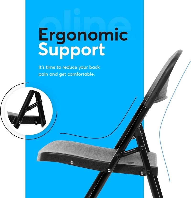 Oline Folding Chair, Indoor Outdoor Plastic Commercial Stackable Foldable Guest Chairs for Events Office Wedding Party Picnic Kitchen Dining, 350lb Capacity (Black, 4 Pack) - Image 5